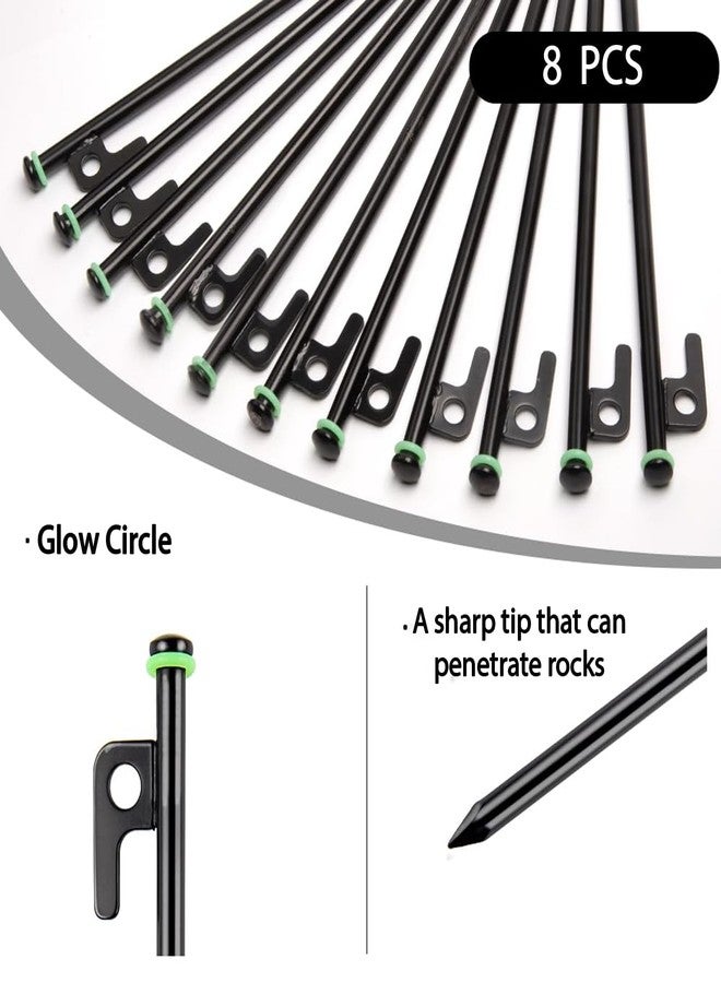 AVOFOREST 8Inch Heavy Duty Tent Stakes,8 PCS Tent Pegs Metal+Fluorescent Silicone Rings+ Storage Bag for Camping - Image 5