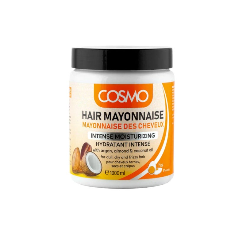 COSMO Intense Moisturizing Hair Mayonnaise 1000ml, With Argan, Almond & Coconut Oil, Moisturizes & Improves Hair Elasticity & Shine, For Dull, Dry & Frizzy Hair