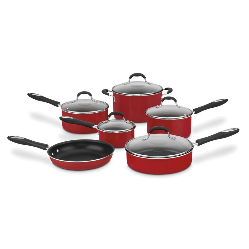 Cuisinart 55-11R 11-Piece Set Advantage Nonstick Cookware, Red - Image 1