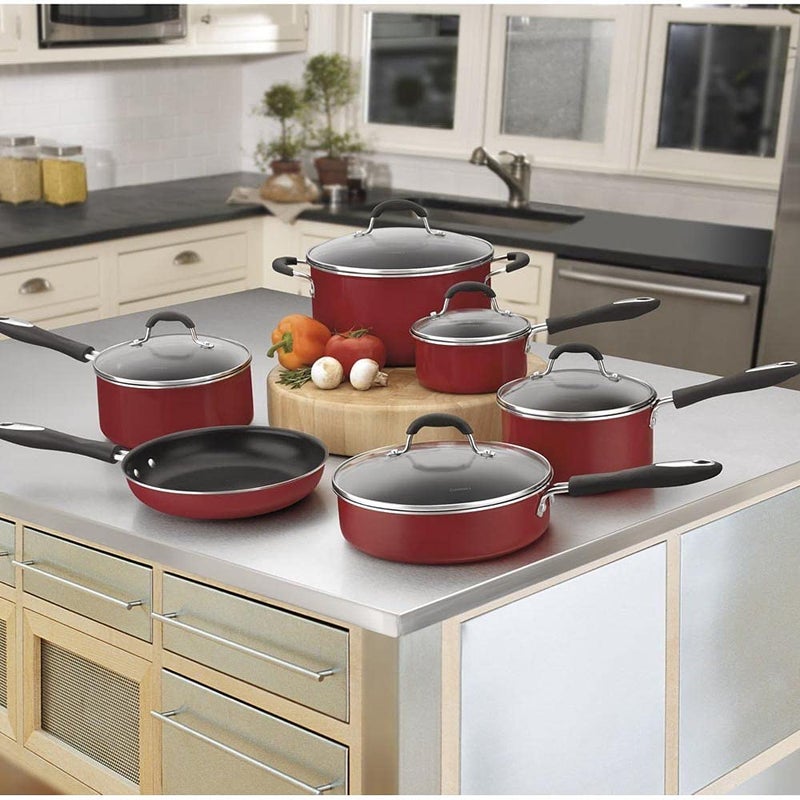 Cuisinart 55-11R 11-Piece Set Advantage Nonstick Cookware, Red - Image 2