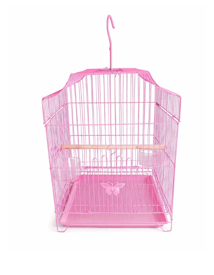 Petto Metal Bird Cage for Small Birds with Perch & Feeding Cups, Hanging Design, 33 × 31 × 46 cm - Image 3