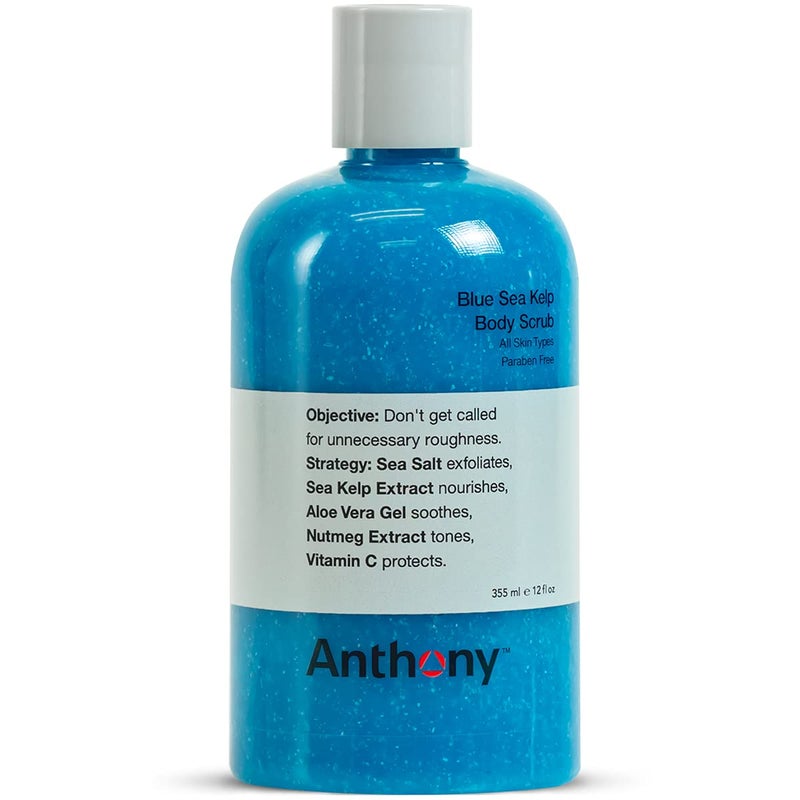Anthony Exfoliating Body Scrub, Sea Salt, Vitamin C & Aloe Vera, Deep Cleans, Smooths Rough Patches, Soothes & Protects Skin, Hydrating Blue Sea Kelp Body Wash, 12 Fl Oz, Refreshes & Revitalizes - Image 1