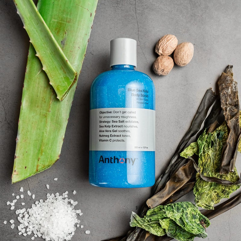 Anthony Exfoliating Body Scrub, Sea Salt, Vitamin C & Aloe Vera, Deep Cleans, Smooths Rough Patches, Soothes & Protects Skin, Hydrating Blue Sea Kelp Body Wash, 12 Fl Oz, Refreshes & Revitalizes - Image 4