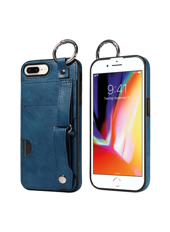 S-TOP Case For iPhone 7 Plus / 8 Plus Calf Texture Wrist Card Slot Ring Phone Case - Image 1