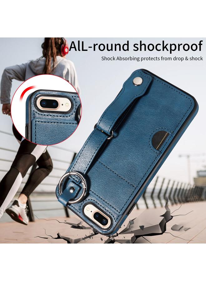S-TOP Case For iPhone 7 Plus / 8 Plus Calf Texture Wrist Card Slot Ring Phone Case - Image 5