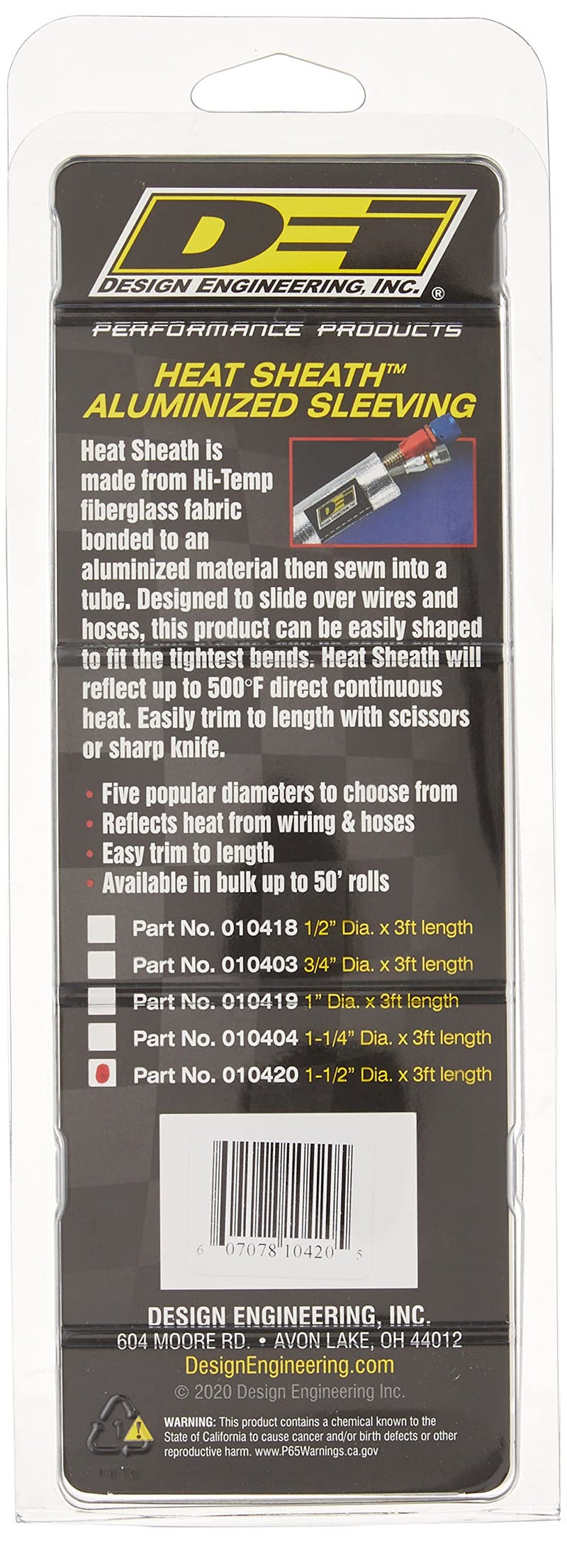 Design Engineering Heat Sheath 1-1/2" I.D. x 3ft Aluminized Sleeving for Ultimate Hi-Temp Protection - Image 2