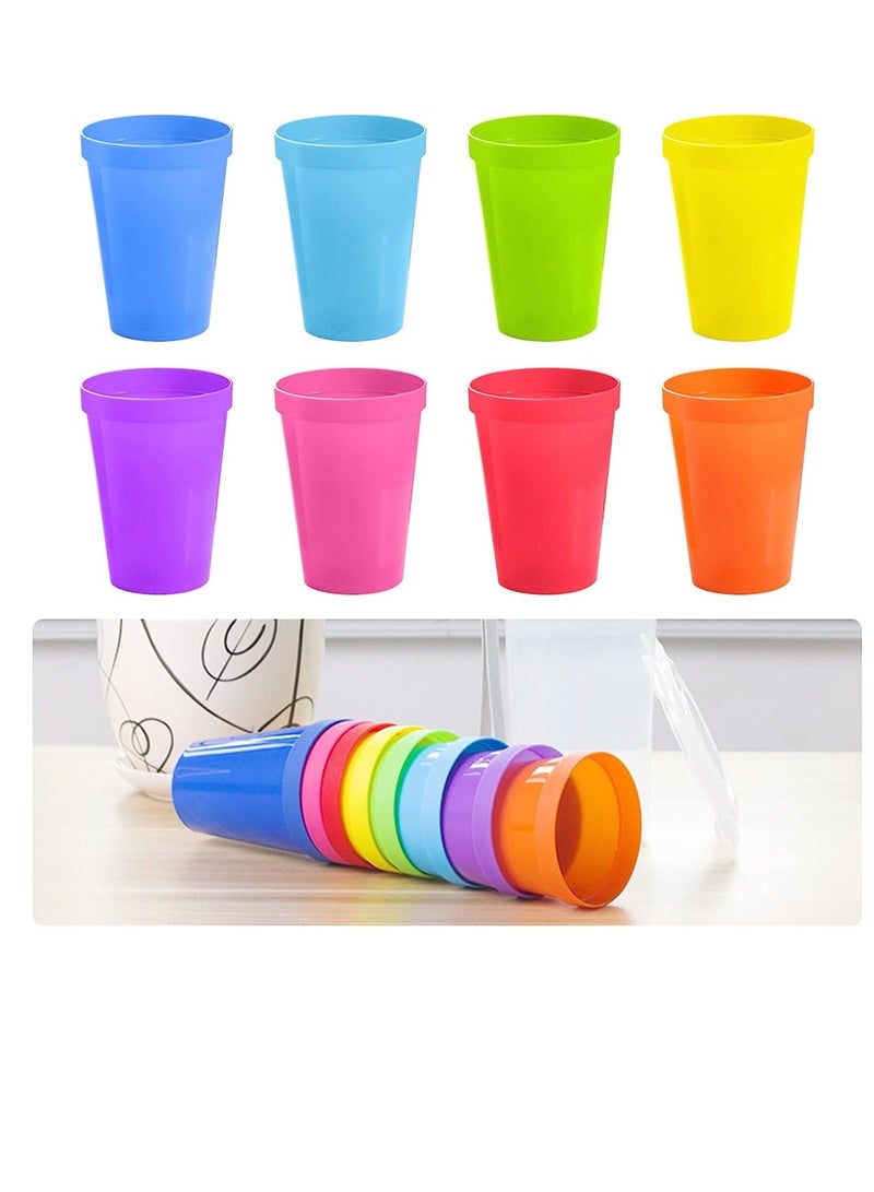 NIBEMINENT Reusable Plastic Cup, 9 Pcs Picnic Cup Beverage Coffee Drinking Travel Set, for Kitchen Outdoor Party BBQ Travel, 500ml*1, 200ml*8 - Image 2