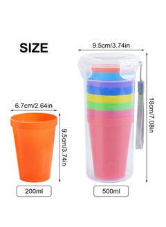 NIBEMINENT Reusable Plastic Cup, 9 Pcs Picnic Cup Beverage Coffee Drinking Travel Set, for Kitchen Outdoor Party BBQ Travel, 500ml*1, 200ml*8  - Image 3