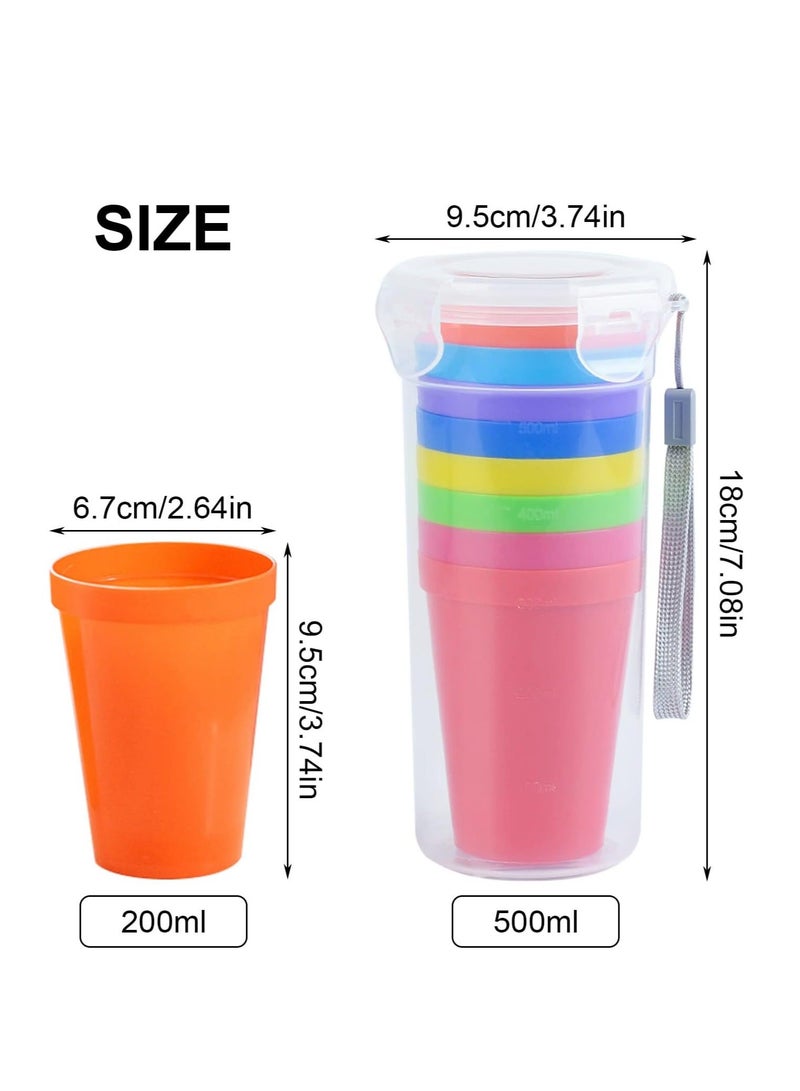 NIBEMINENT Reusable Plastic Cup, 9 Pcs Picnic Cup Beverage Coffee Drinking Travel Set, for Kitchen Outdoor Party BBQ Travel, 500ml*1, 200ml*8 - Image 3