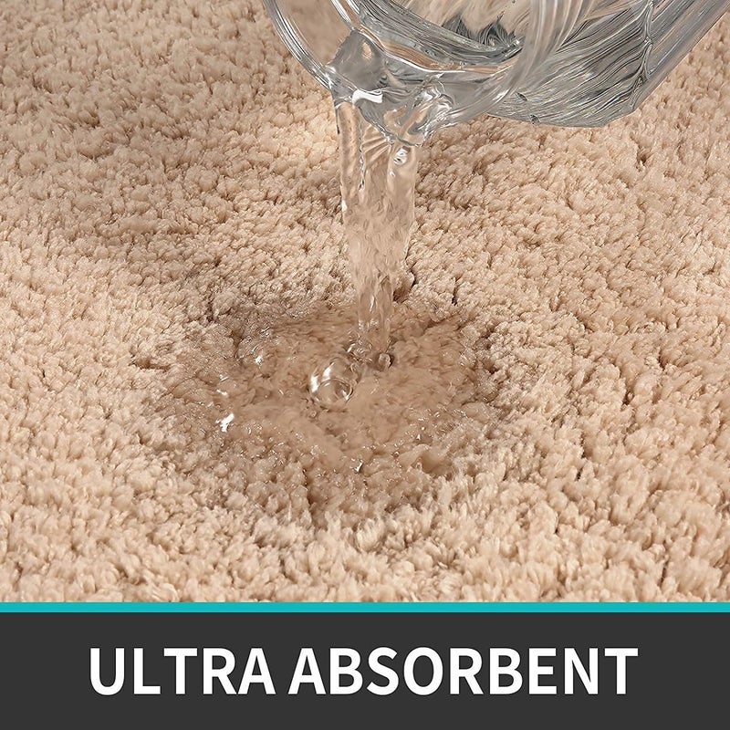 EDBIRET Bathroom Rug Bath Mat Thick Shaggy Soft Highly Absorbent Bath Rugs NonSlip Machine Washable Bath Mats for Bathroom Decor Tub Shower Bathroom Vanity Floor Accessories Beige 40 60 - Image 5