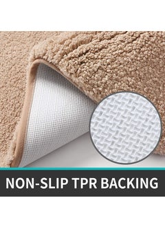 EDBIRET Bathroom Rug Bath Mat Thick Shaggy Soft Highly Absorbent Bath Rugs NonSlip Machine Washable Bath Mats for Bathroom Decor Tub Shower Bathroom Vanity Floor Accessories Beige 40 60  - Image 3