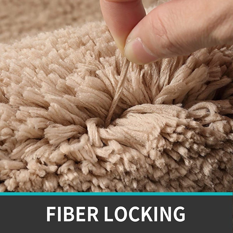 EDBIRET Bathroom Rug Bath Mat Thick Shaggy Soft Highly Absorbent Bath Rugs NonSlip Machine Washable Bath Mats for Bathroom Decor Tub Shower Bathroom Vanity Floor Accessories Beige 40 60 - Image 4