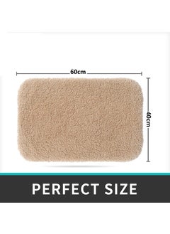 EDBIRET Bathroom Rug Bath Mat Thick Shaggy Soft Highly Absorbent Bath Rugs NonSlip Machine Washable Bath Mats for Bathroom Decor Tub Shower Bathroom Vanity Floor Accessories Beige 40 60  - Image 2