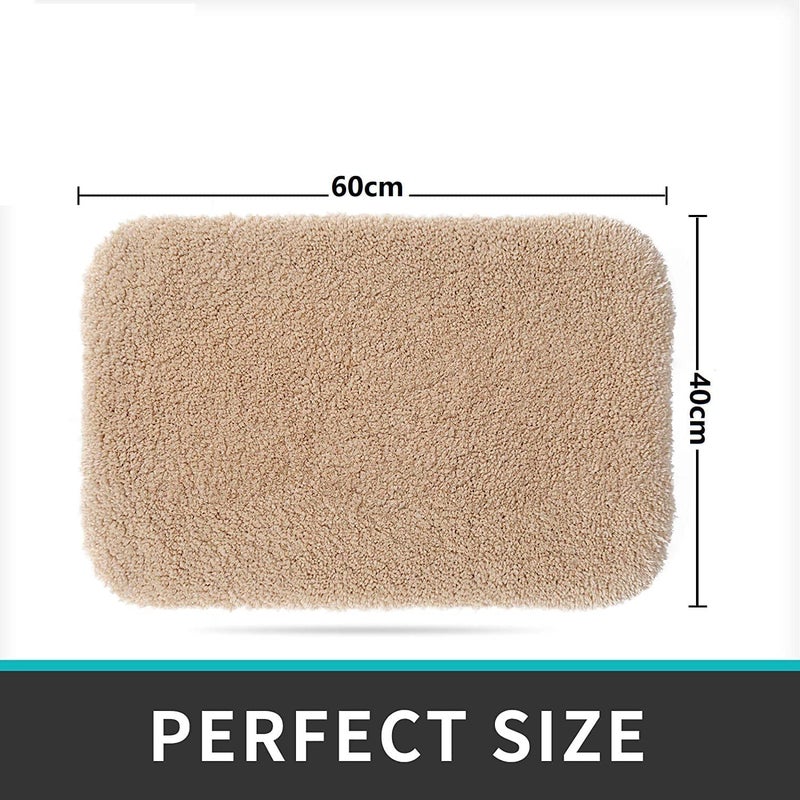 EDBIRET Bathroom Rug Bath Mat Thick Shaggy Soft Highly Absorbent Bath Rugs NonSlip Machine Washable Bath Mats for Bathroom Decor Tub Shower Bathroom Vanity Floor Accessories Beige 40 60 - Image 2