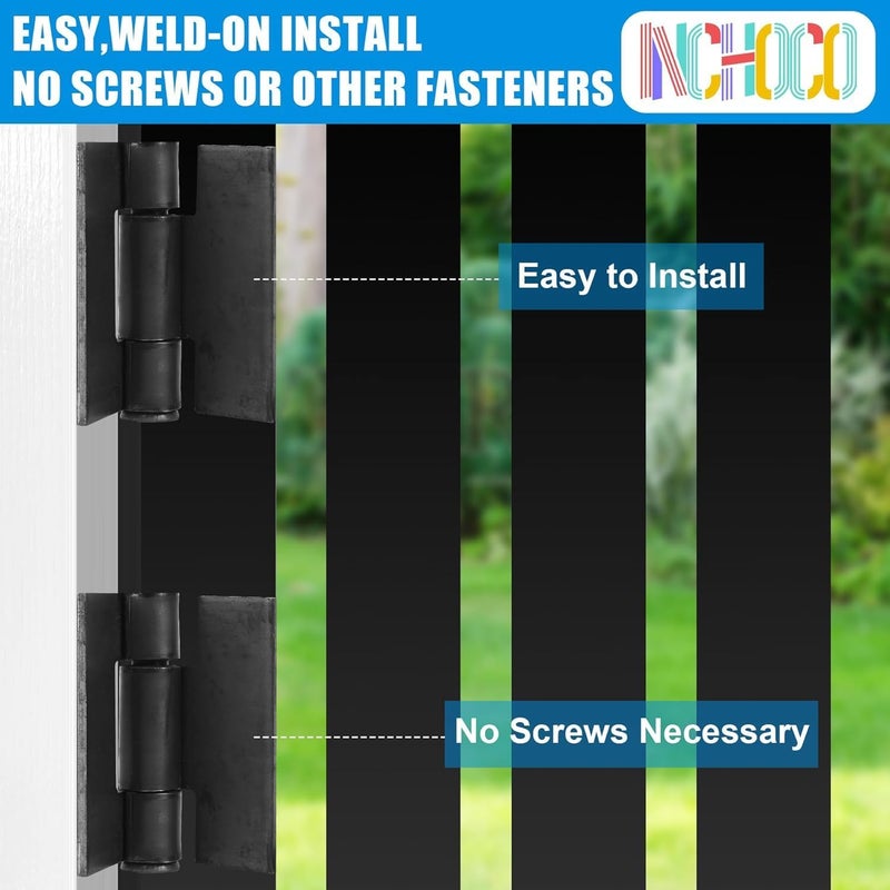 Inchoco Weld On Hinges Extra Heavy Duty 4.4" x 4" Weldable Metal Butterfly Hinges Solid Steel Welding Butt Hinge Thickness 5mm for Heavy Metal Farm Garage Trailer Gates & Doors - 2 Pcs - Image 5