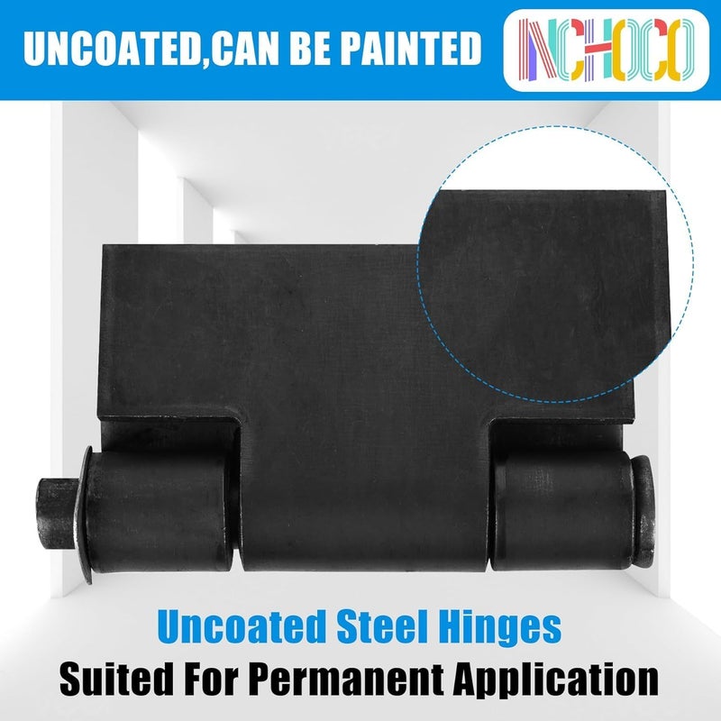 Inchoco Weld On Hinges Extra Heavy Duty 4.4" x 4" Weldable Metal Butterfly Hinges Solid Steel Welding Butt Hinge Thickness 5mm for Heavy Metal Farm Garage Trailer Gates & Doors - 2 Pcs - Image 4