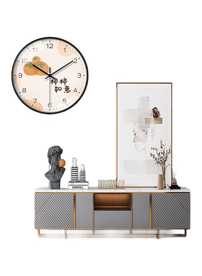 MOMEN Wall Clock 30Cm, No Drilling Required, Quartz Clock For Home Bedroom Living Room, Persimmon Design (Black Frame) - Image 2