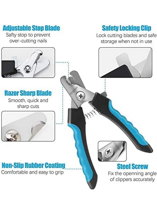 مجموعة من 5 في 1 للعناية بالكلاب، قفاز استحمام + مشط مزدوج الجانب + مقص أظافر + حشو أظافر + فرشاة تنظيف بمقبض خشبي للحيوانات الأليفة للكلاب والقطط - Image 3