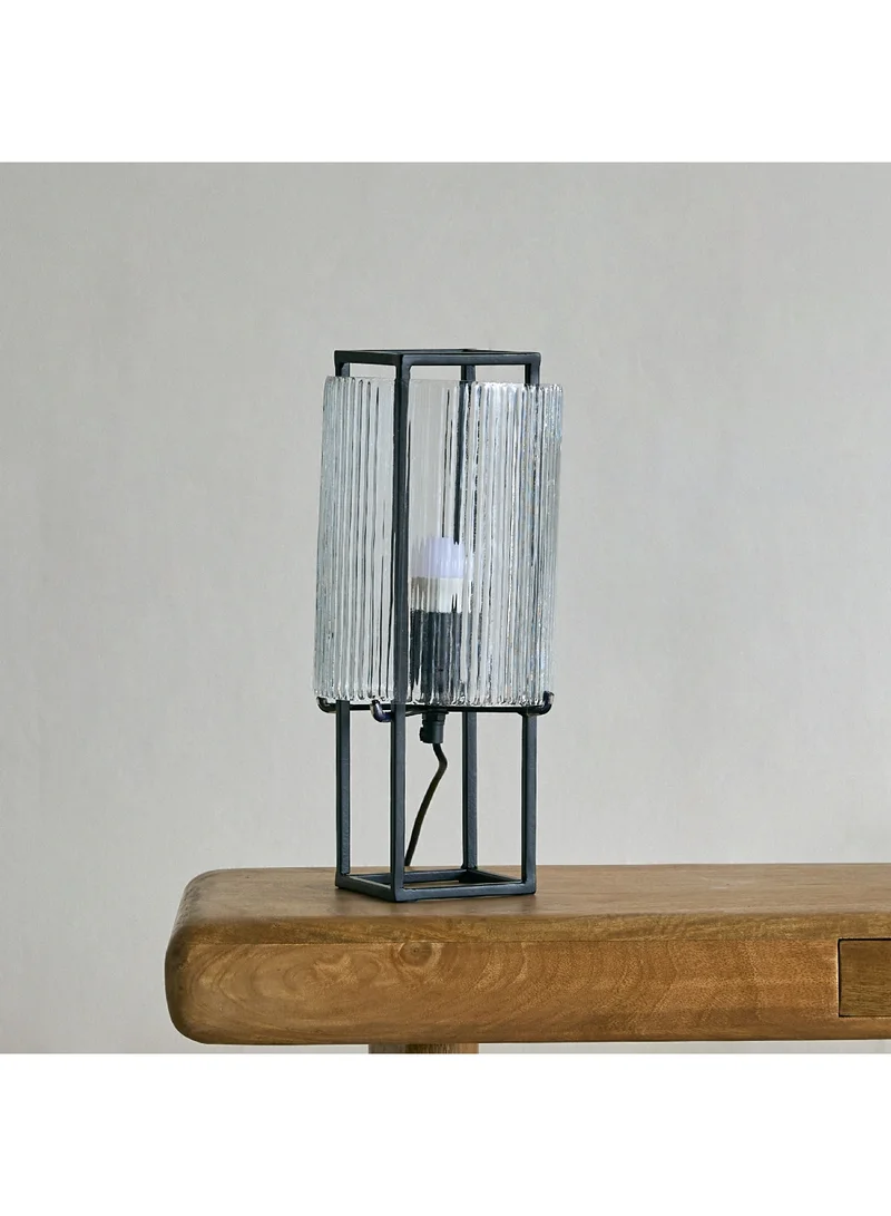Home Box Aron Metal Table Lamp with Textured Glass 16 x 35 x 16 cm