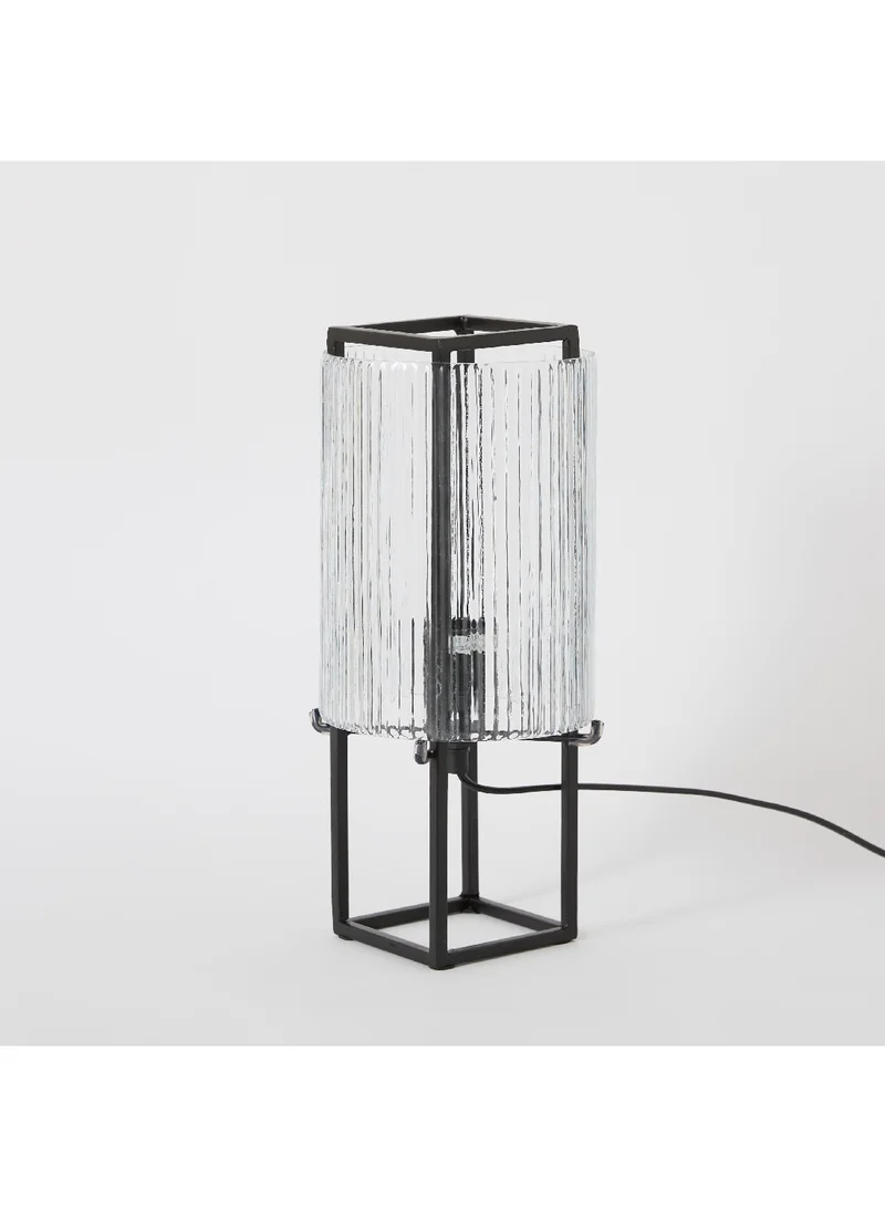 Home Box Aron Metal Table Lamp with Textured Glass 16 x 35 x 16 cm
