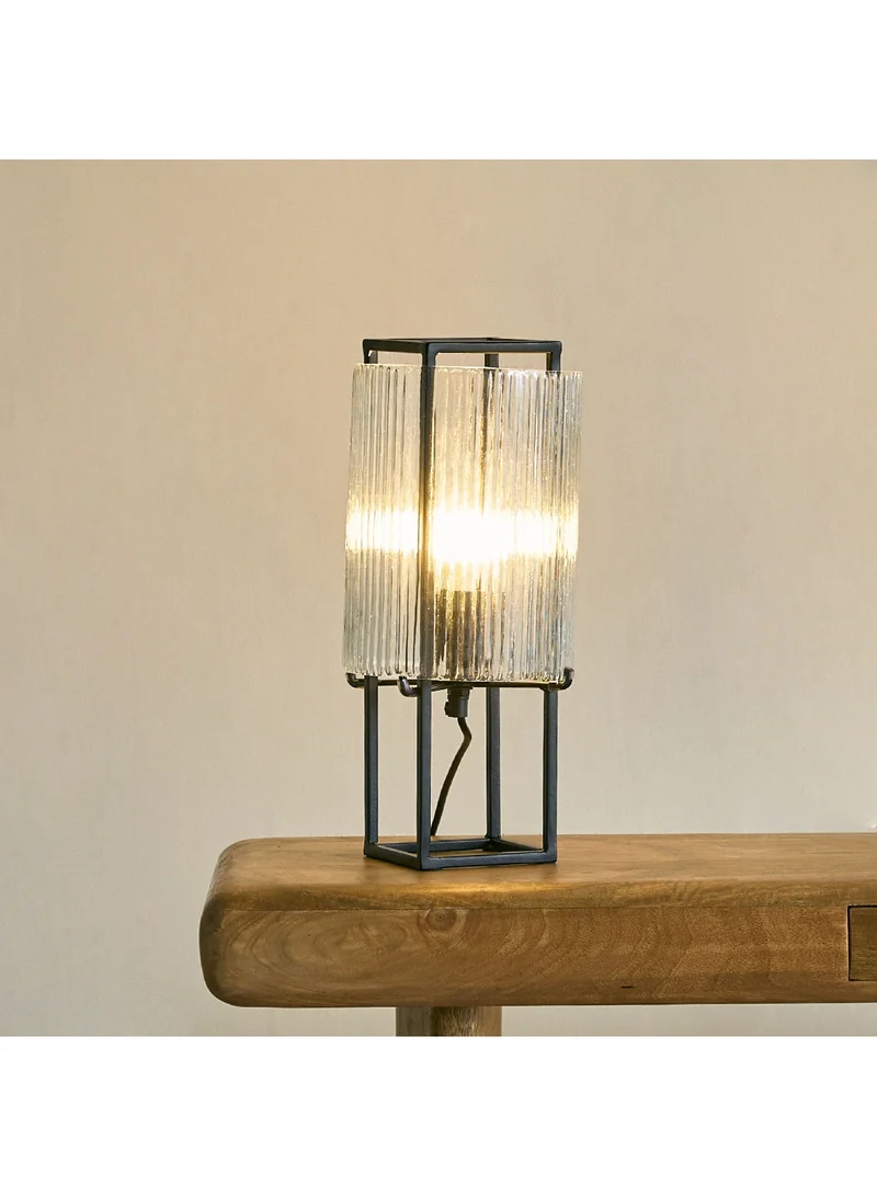 Home Box Aron Metal Table Lamp with Textured Glass 16 x 35 x 16 cm