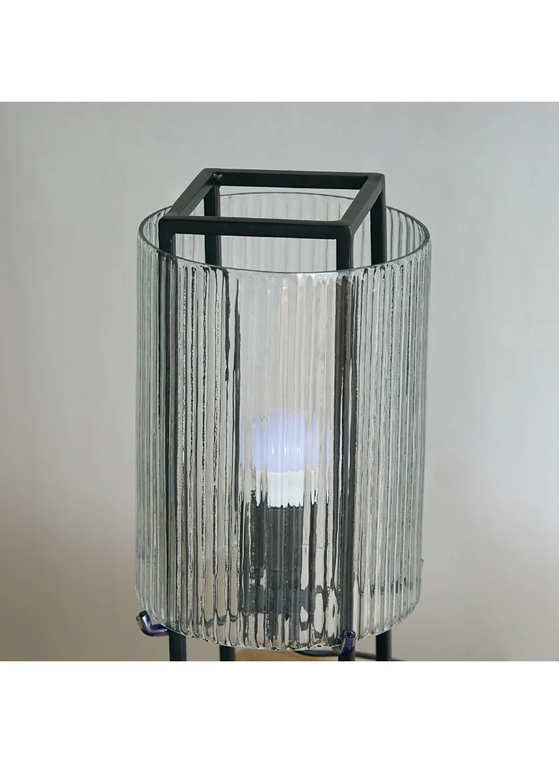 Home Box Aron Metal Table Lamp with Textured Glass 16 x 35 x 16 cm