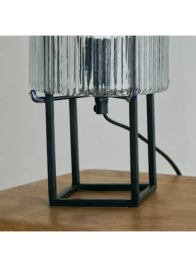Home Box Aron Metal Table Lamp with Textured Glass 16 x 35 x 16 cm
