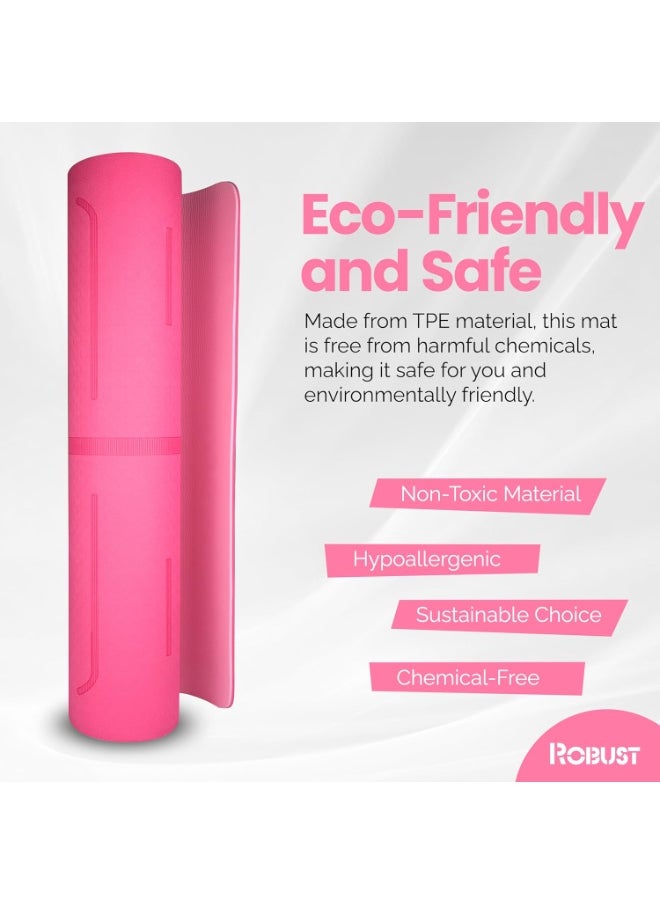 ROBUST Robust TPE Yoga Mat Double Layer Anti-slip Eco Friendly texture surface (Size 183cmx 61cm) SGS Certified Position Liens & Hanging Band, Home/Gym Workout Sports Exercise Sports Mattress  - Image 2