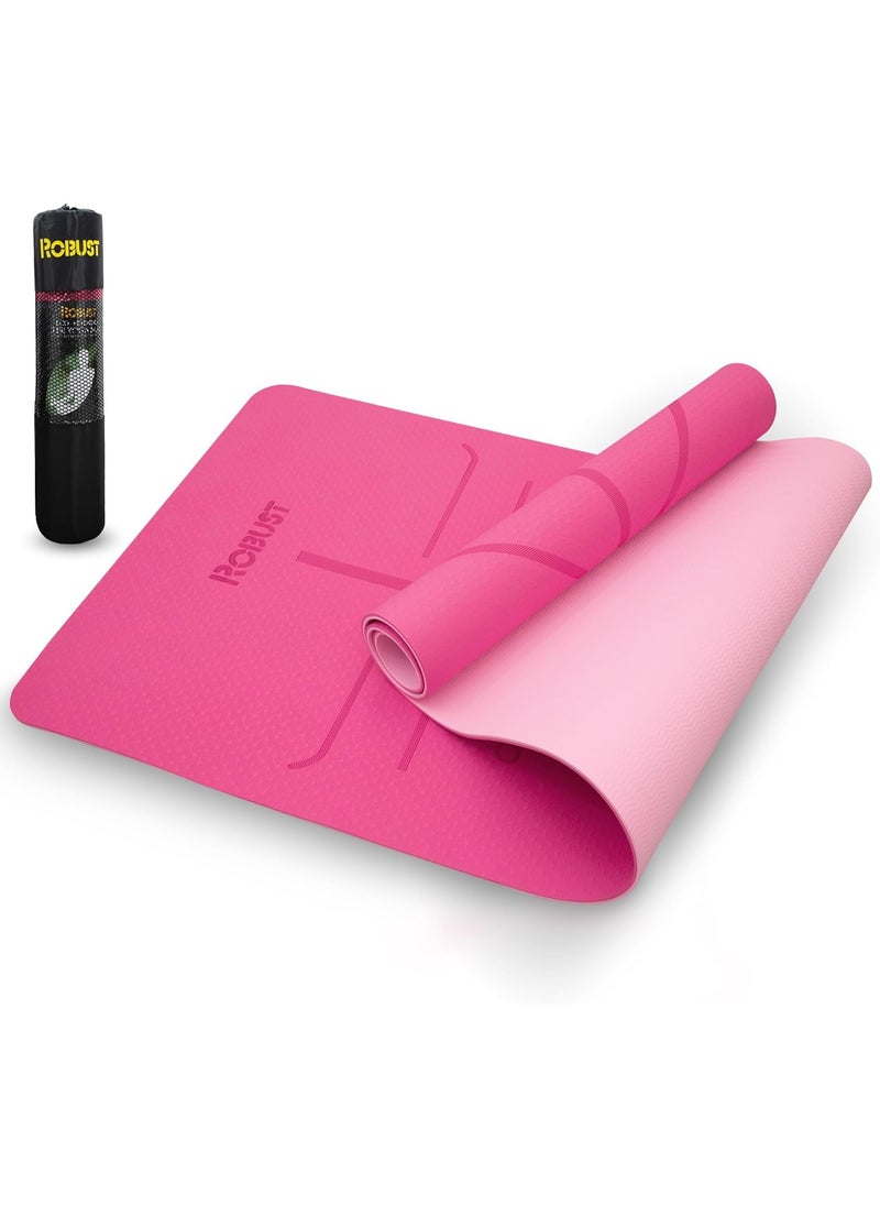 ROBUST Robust TPE Yoga Mat Double Layer Anti-slip Eco Friendly texture surface (Size 183cmx 61cm) SGS Certified Position Liens & Hanging Band, Home/Gym Workout Sports Exercise Sports Mattress  - Image 1