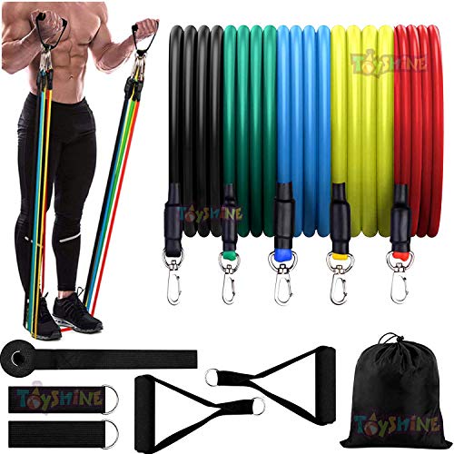 Toyshine Fitness Resistance kit with 5 Colorful Bands, Handles, Ankle Strap & Door Anchor with Storage Bag - Multicolor(SSTP) - Image 1