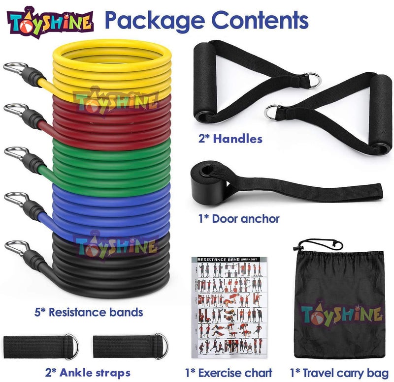 Toyshine Fitness Resistance kit with 5 Colorful Bands, Handles, Ankle Strap & Door Anchor with Storage Bag - Multicolor(SSTP) - Image 4