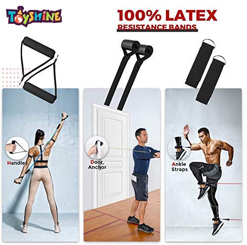 Toyshine Fitness Resistance kit with 5 Colorful Bands, Handles, Ankle Strap & Door Anchor with Storage Bag - Multicolor(SSTP) - Image 3