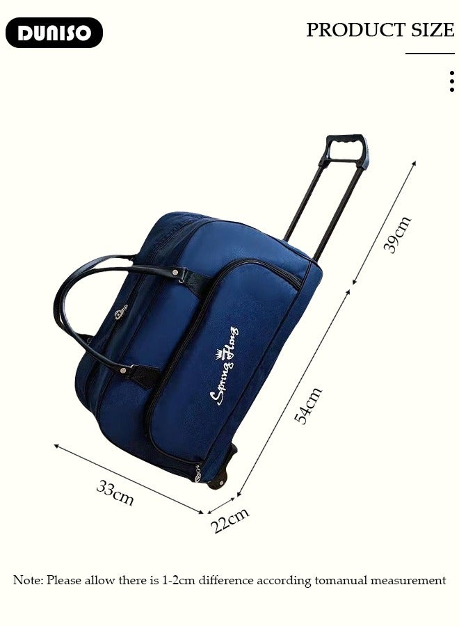 DUNISO 2 in 1 Suitcase for Men and Women, Large Capacity Hand Luggage Bag with Adjustable Pull Rod Portable Trolley Luggage Bag Travel Duffel Bag Multi-pocket Trolley Carry on Bag for Business Travel - Image 4