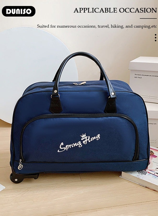 DUNISO 2 in 1 Suitcase for Men and Women, Large Capacity Hand Luggage Bag with Adjustable Pull Rod Portable Trolley Luggage Bag Travel Duffel Bag Multi-pocket Trolley Carry on Bag for Business Travel - Image 2