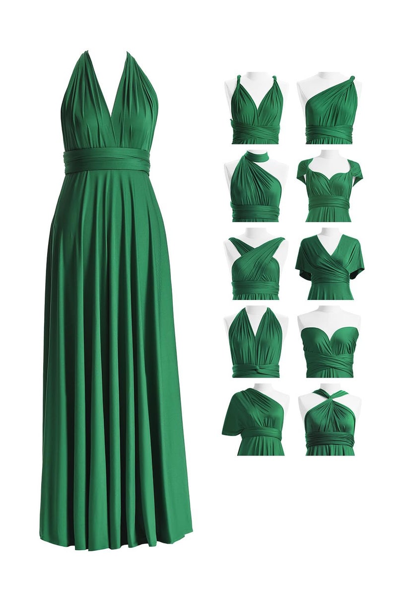72styles Infinity Convertible Bridesmaid Dress with Bandeau, Evening Transformer Maxi Dress (One Size, Emerald Green) - Image 1