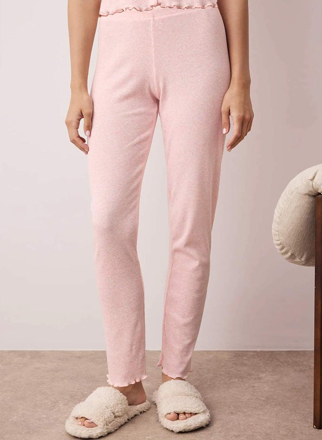 trendyol Pink Collar and Baby Overlock Detailed Floral Accessories Ribbed Knitted Pajama Set - Image 4