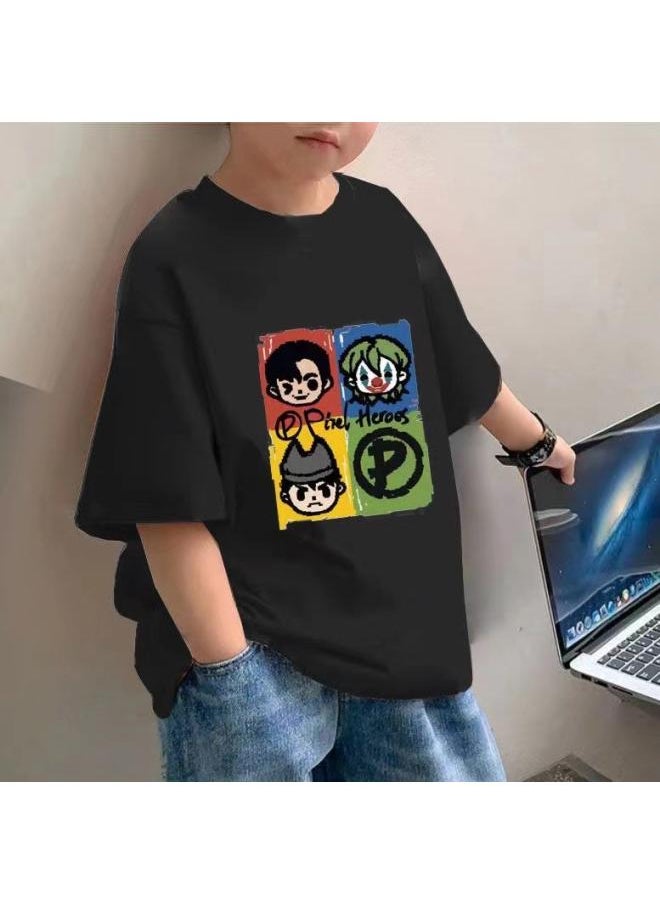 VUELO - New 100 Cotton Summer Clothes Korean Style New Ins Boys Short-Sleeved T-Shirt Children'S Clothes Men'S Handsome Fashionable Clothes - Image 1