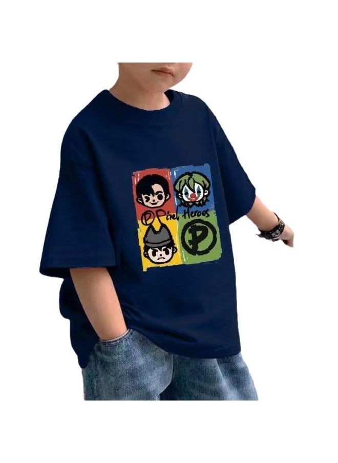 VUELO - New 100 Cotton Summer Clothes Korean Style New Ins Boys Short-Sleeved T-Shirt Children'S Clothes Men'S Handsome Fashionable Clothes - Image 1
