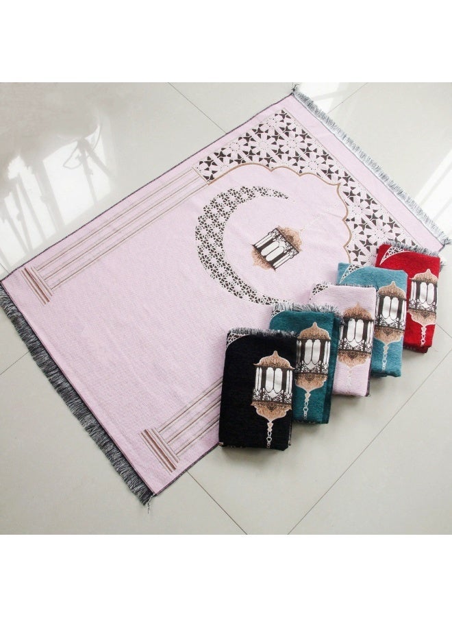 Chenille Crescent & Lantern Print Foldable Islamic Prayer Mat, 70x110cm - Image 4