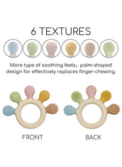 joybuy 2 Pieces Baby Teethers, BPA Free Silicone and Wooden Baby Teethers - Suitable For Any Age - 11.3*8.8*1.1 cm - Multicolor  - Image 3