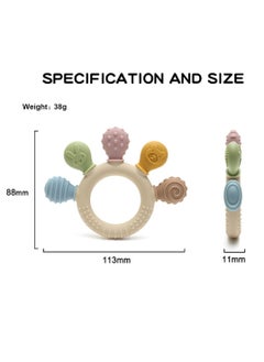 joybuy 2 Pieces Baby Teethers, BPA Free Silicone and Wooden Baby Teethers - Suitable For Any Age - 11.3*8.8*1.1 cm - Multicolor  - Image 5