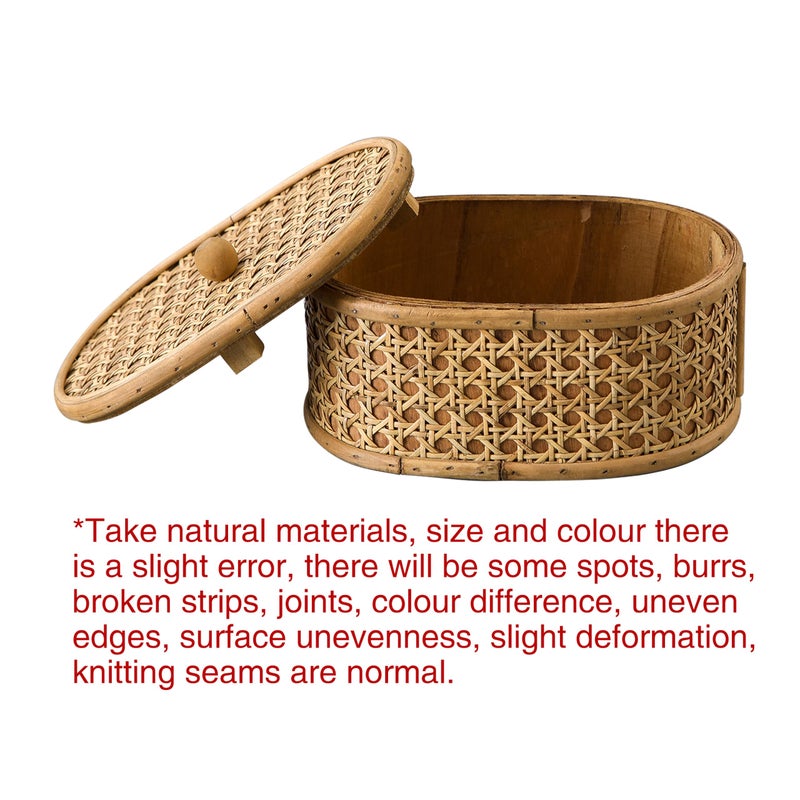 SOFE Rattan Decorative Box with Lid, Small Oval Box for Storage, Hand-Woven Display Boxes for Organizing Jewelry, Candies, Snacks, Keys, Farmhouse & Boho & Modern Home Decor, Dresser Decor - Image 2