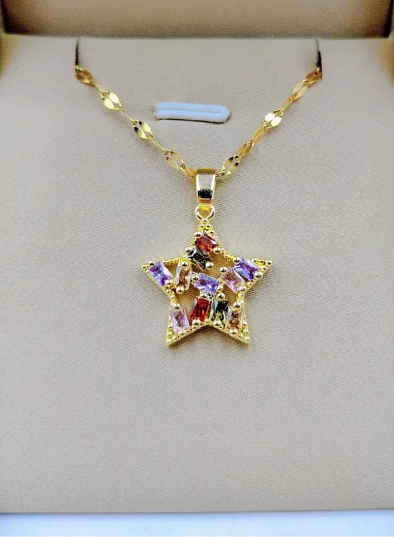 إيكوال سلسال نسائي مصنوع من الاستانلس ستيل مطلي باللون الذهبي - Image 1