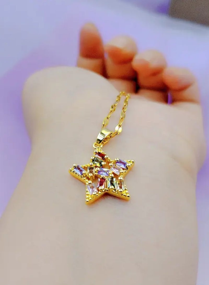 إيكوال سلسال نسائي مصنوع من الاستانلس ستيل مطلي باللون الذهبي - Image 2