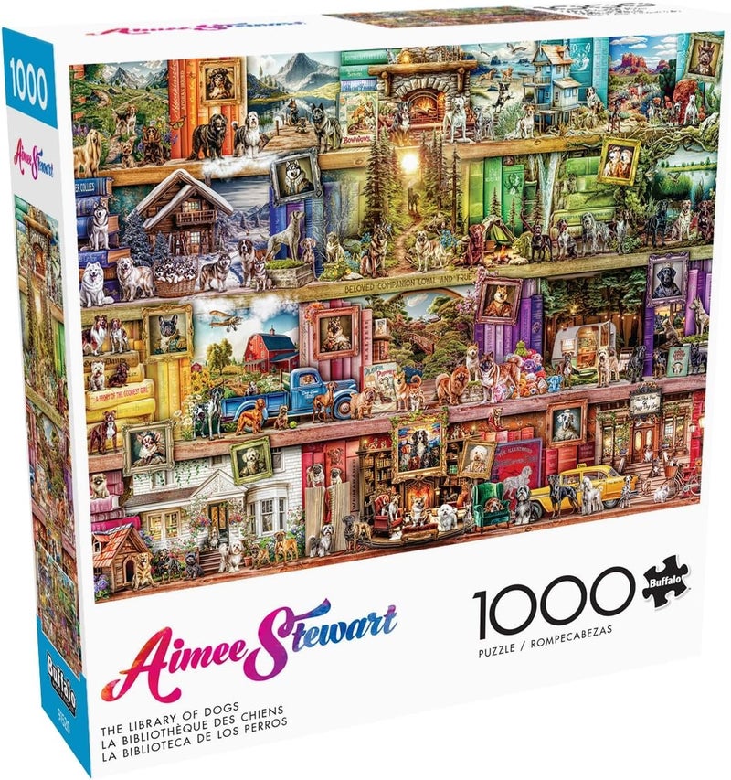 Buffalo Games Aimee Stewart The Library of Dogs 1000 Piece Jigsaw Puzzle for Adults Challenging Puzzle Perfect for Game Nights Finished Size is 2675 x 1975