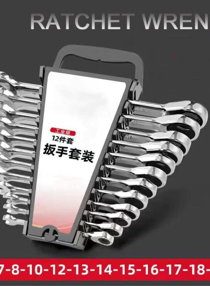 GGOOT Dual-use Wrench Auto Repair Combination Ratchet Quick Wrench Hardware Tools,Ratchet 12 Piece,01 - Image 5