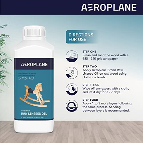 Aeroplane Brand - Raw Linseed Oil - Used for Wood Finishing & Restoration, Sports Equipment, Wall Base Coat & Putty, Tools & Hardware - Natural Wood Varnish - Image 4