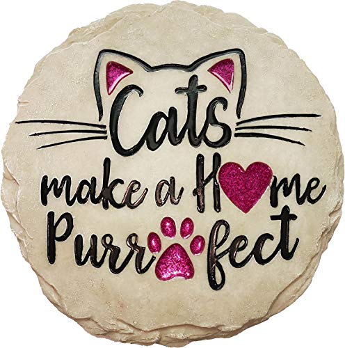 Spoontiques - Garden Décor - Cats Make a Home Purrfect Stepping Stone - Decorative Stone for Garden - Image 1