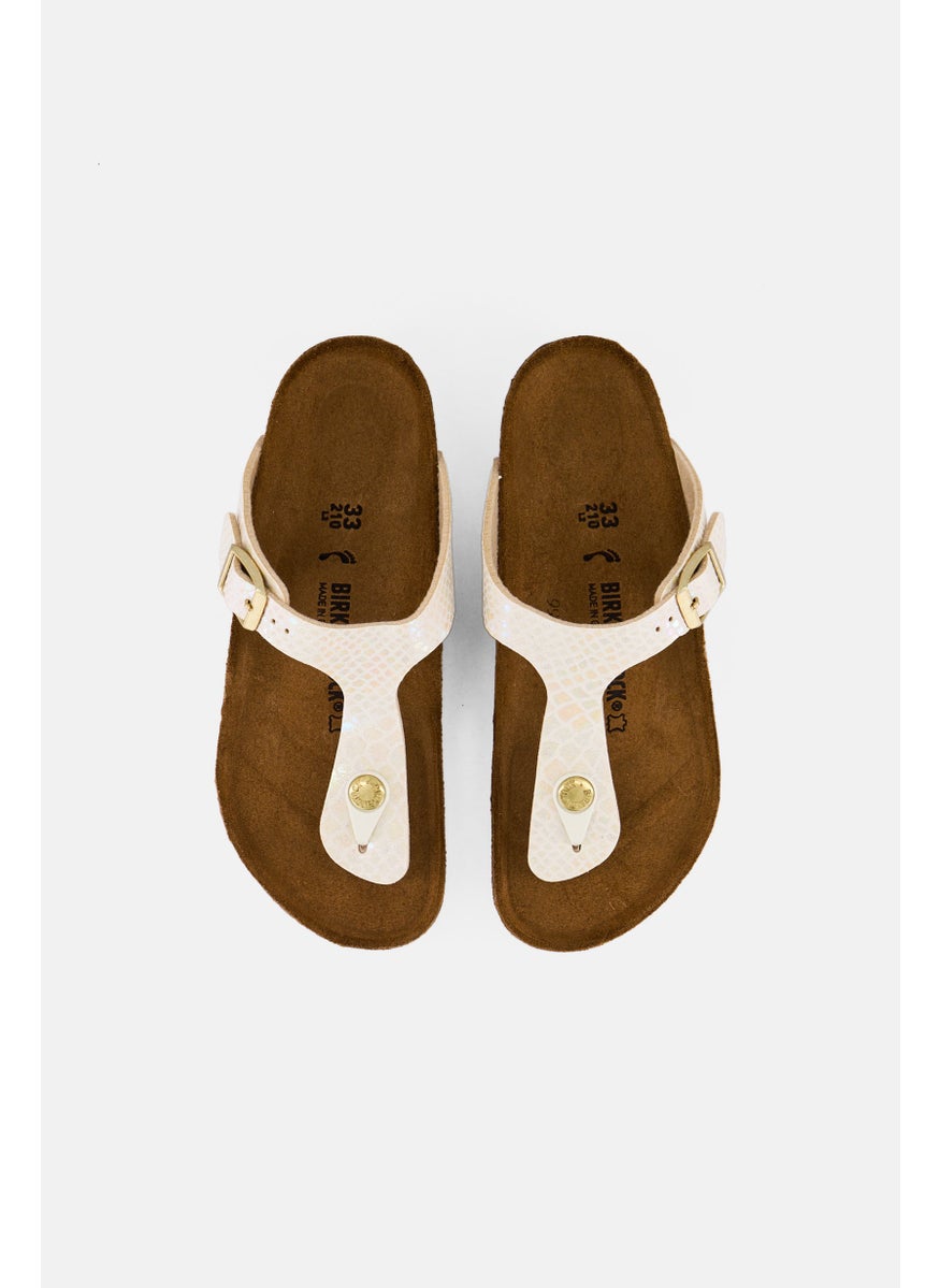 BIRKENSTOCK Kids Girl Slip On Cork Sandals, Cream  - Image 3