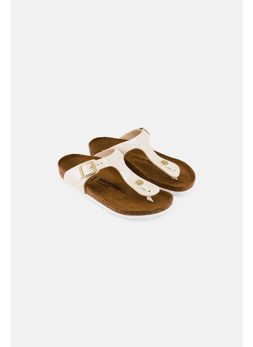 BIRKENSTOCK Kids Girl Slip On Cork Sandals, Cream  - Image 1